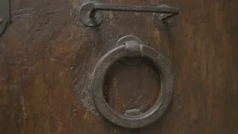 Moving from Medieval Door Knocker to Keyhole - 25FPS PAL Stock Footage