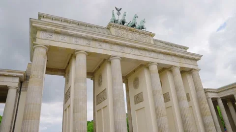 Moving medium shot of the Brandenburg Gate in Berlin, Germany Stock Footage 158070076