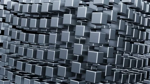 Moving metal cubes 4K Stock Footage 151556237