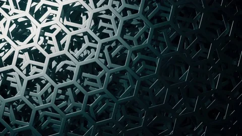 Moving metal hexagonal mesh layers, looping motion background Stock Footage 143964987