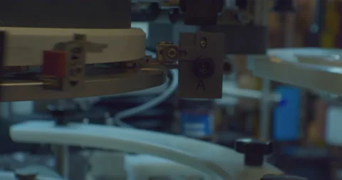 Moving metal parts inside a complex modern industrial machine. close-up. Stock Footage 169521574