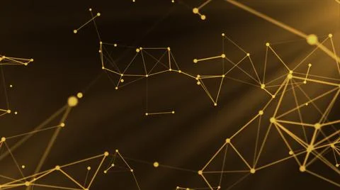 Moving molecular chains in computer. Motion. 3D lines in plexuses move in Stock Illustration