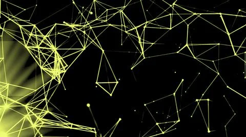 Moving molecular chains in computer. Motion. 3D lines in plexuses move in 库存插图