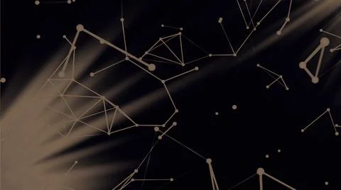 Moving molecular chains in computer. Motion. 3D lines in plexuses move in Stock Illustration