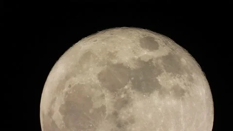 Moving moon ,Telescope Shot, Full Moon in Dark Sky at Night Stock Footage 140736875