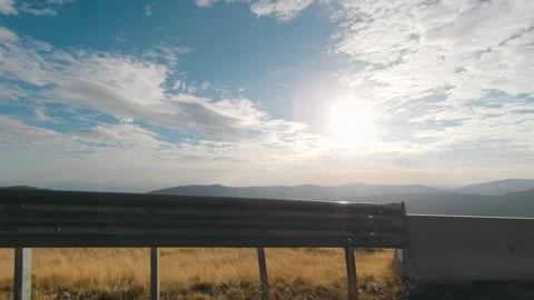 Moving mountain scenery seen through the windows of a vehicle at Romania Stock-Footage 272244670