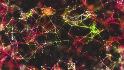 A moving multi-colored abstract network of dots and lines Stock Footage 249657452