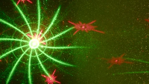 Moving multi-colored figures and rays of green and pink Stock Footage 244982193