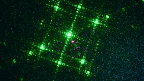 Moving multi-colored figures and rays of green, pink Stock Footage 247895908