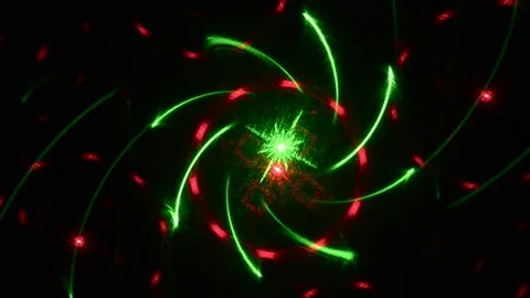 Moving multi-colored shapes and rays of green and pink Stock Footage 244481055