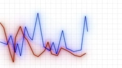 Moving multicolored chart lines. Design. Animation of moving graph values with Stock Illustration