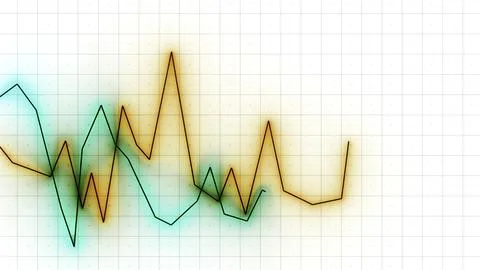 Moving multicolored chart lines. Design. Animation of moving graph values with Stock Illustration