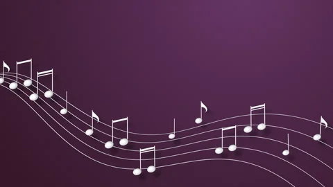 Moving musical notes against purple background Stock Footage 280032197