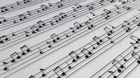 Moving musical notes , animation 3D on a seamless loop Stock Footage 279997875