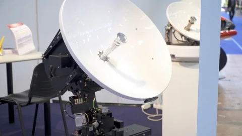 Moving nautical satellite dish receiver Stock Footage 88544768
