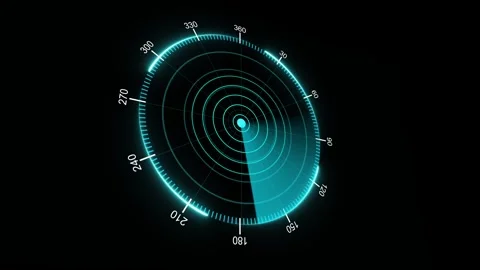 Moving navigation 3d radar screen displaying circular scan animation Video stock 321609842