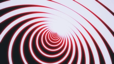 Moving in neon circle tunnel consisting of vivid yellow lines on black Stock Footage 127215940