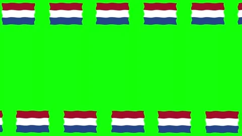 Moving Netherlands flags decorative frame green screen motion graphics Video stock 265438346