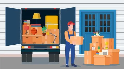 Moving to new house. Ilustración de archivo