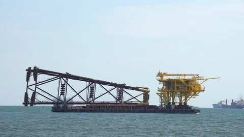 Moving oil rigs. Stock Footage 105982654