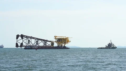 Moving oil rigs. Stock Footage 105984776