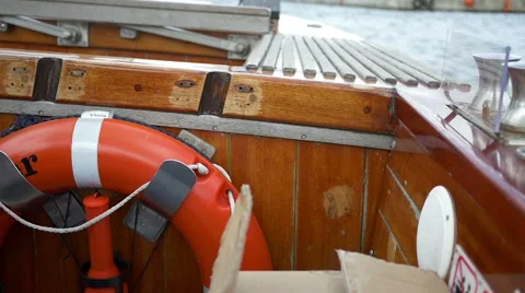 Moving open boat interior 스톡 동영상 65013420