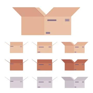 Moving open boxes cardboard set Illustration