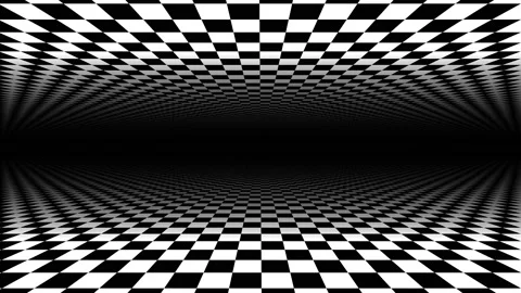 Moving Opposite Planes Layers Floor Ceiling of Checkerboard Pattern Video stock 140912219