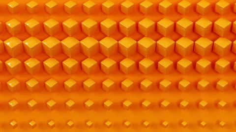 Moving orange cubes on hot background, trendy minimal 3d looping animation Stock Footage 157675799