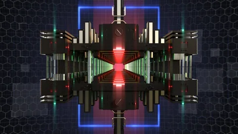 Moving out from abstract technological tunnel Stock Footage 128236628