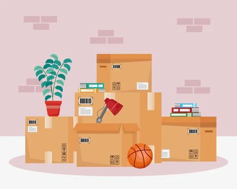 Moving out boxes Illustrazione stock