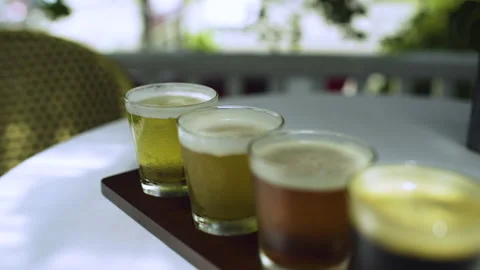 Moving out from a flight of beers Stock Footage 131529641