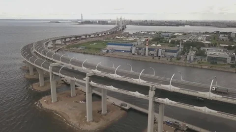 Moving over highway bridge over the sea, Western Rapid Diameter Video stock 77837502