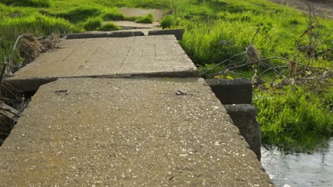 Moving over the old bridge Video stock 95941048