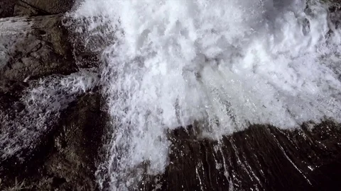 Moving overhead past a waterfall - Aerial drone shot Stock Footage 115353003