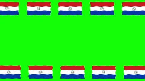 Moving Paraguay flags decorative frame green screen motion graphics Video stock 273541695