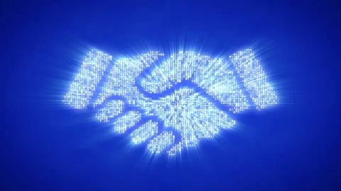 Moving particles form a handshake symbol Stock Footage 98651709
