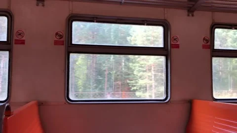 Moving passenger train, carriage view from inside Stock Footage 286251551