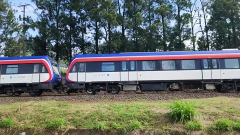 Moving Passenger train making stops  In San Jose, Costa Rica November 27, 2023 Video stock 258101499