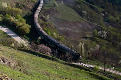 Moving passenger train. Fotos Stock