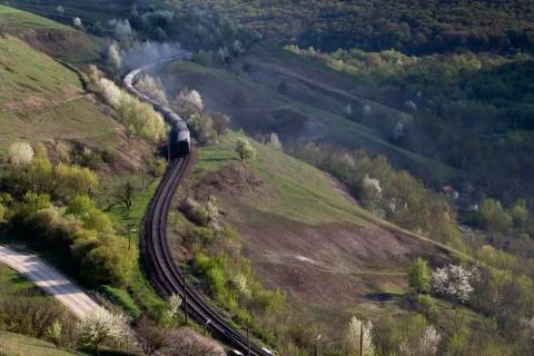 Moving passenger train. Stock Photos