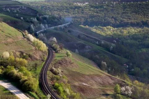 Moving passenger train. Stock Photos