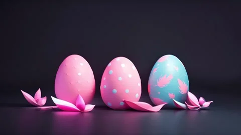 Moving pastel Easter landscape Light pastel Easter eggs design Set of blue, Video stock 256919981
