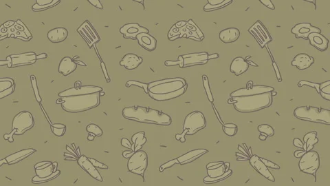 Moving pattern hand drawn cooking option two Stock Footage 307629141