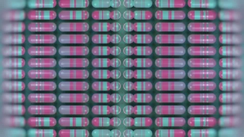 Moving pattern of multicolored cylindrical figures. 3d rendering loop animation Stock Footage 280379008