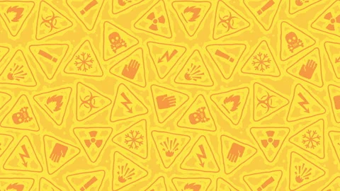 Moving pattern warning signs orange color Stock Footage 307629701