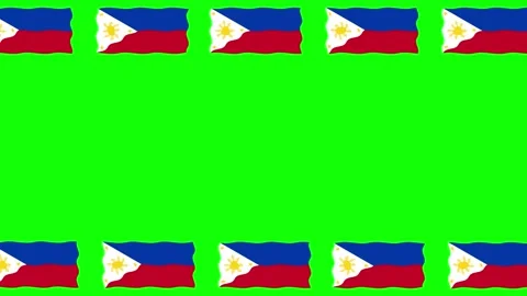 Moving Philippines flags decorative frame green screen motion graphics Stock Footage 268840177