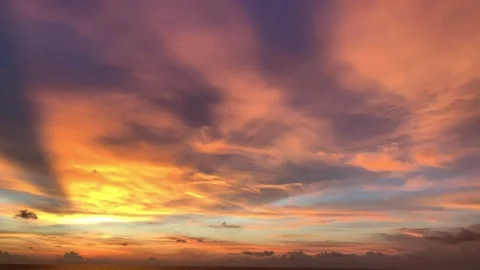 Moving pink and yellow light clouds. dawn, sunset cloudscape. beauty in nature Stock Footage 155005310