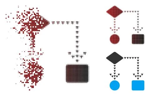 Moving Pixel Halftone Algorithm Flowchart Icon Illustrazione stock