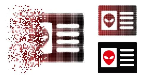 Moving Pixel Halftone Alien Account Card Icon Stock Illustration